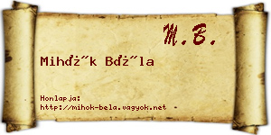 Mihók Béla névjegykártya